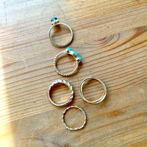 H&M gold & turquoise ring bundle